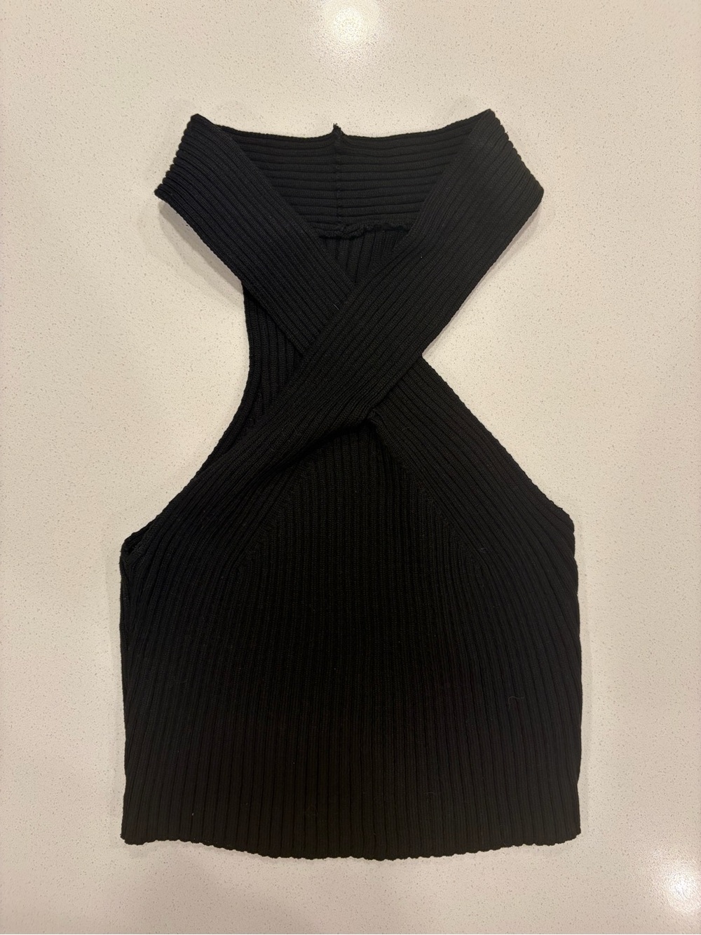 H&M Black Ribbed Halter Tank Top